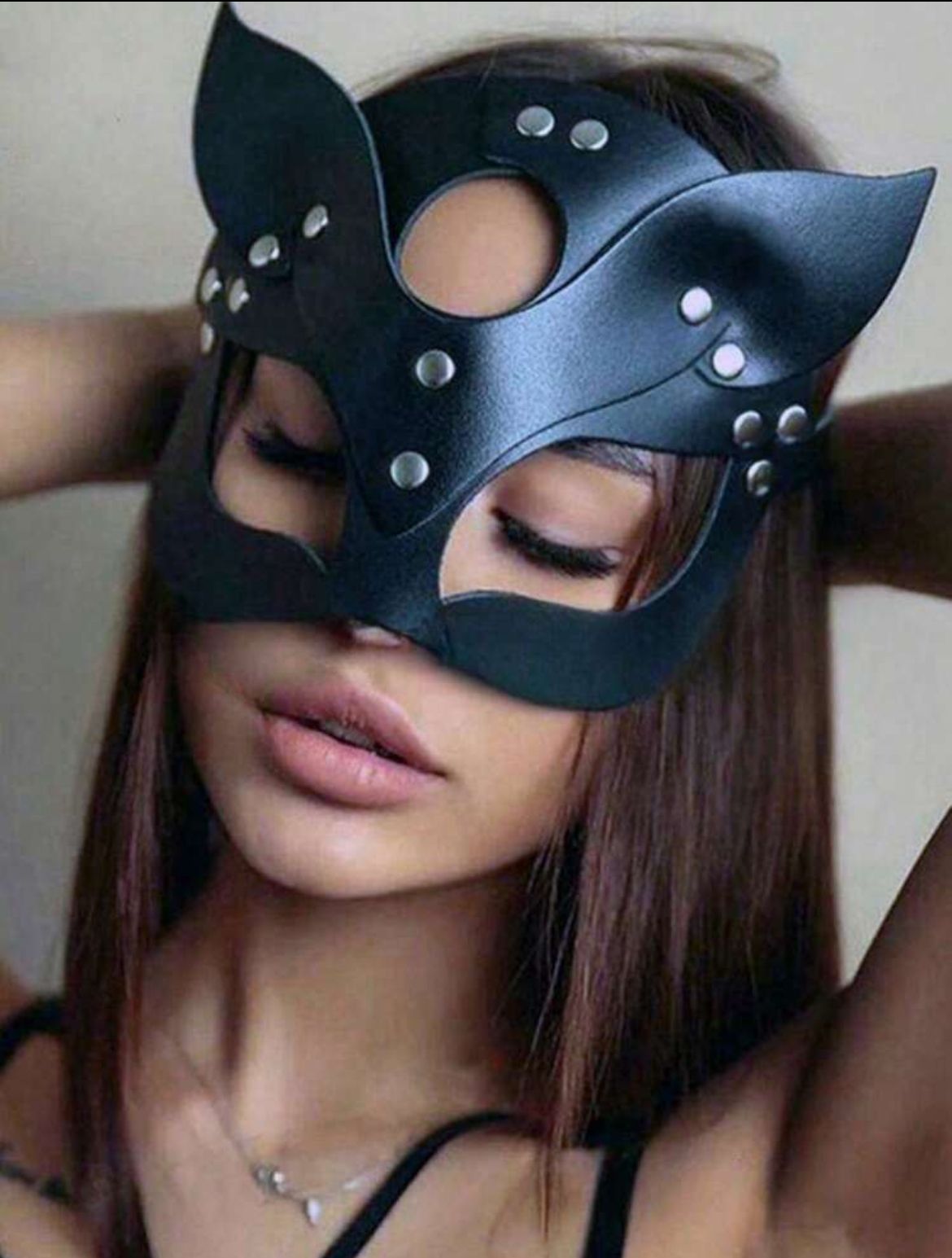 Máscara de zorro sexy de piel sintética
