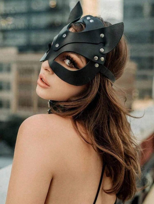 Máscara de zorro sexy de piel sintética