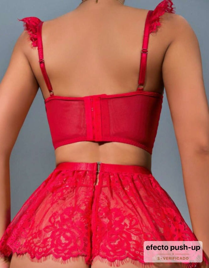 Lencería roja (5 piezas) (Talla S M L XL)