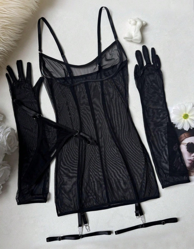 Lencería negra (Tallas S M L) (6 piezas)