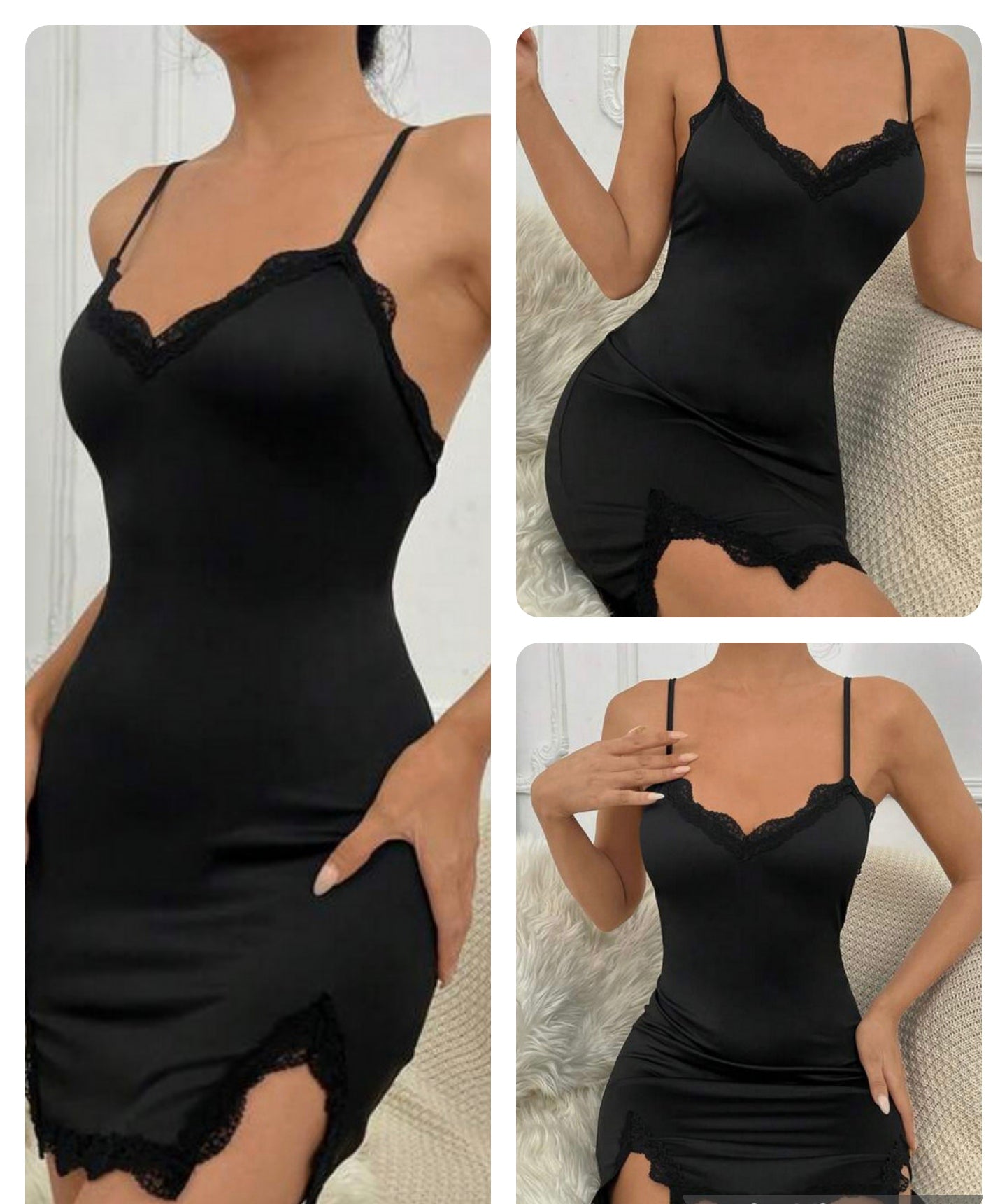Lencería negra bata (Talla S)