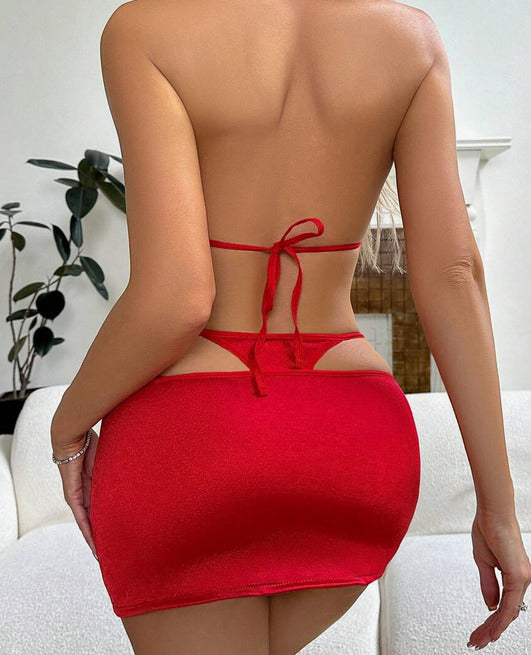 Lencería roja (3 piezas) (Talla L)