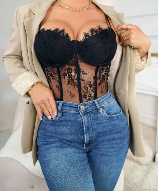 Blusa tipo corset negra (Talla XS S)