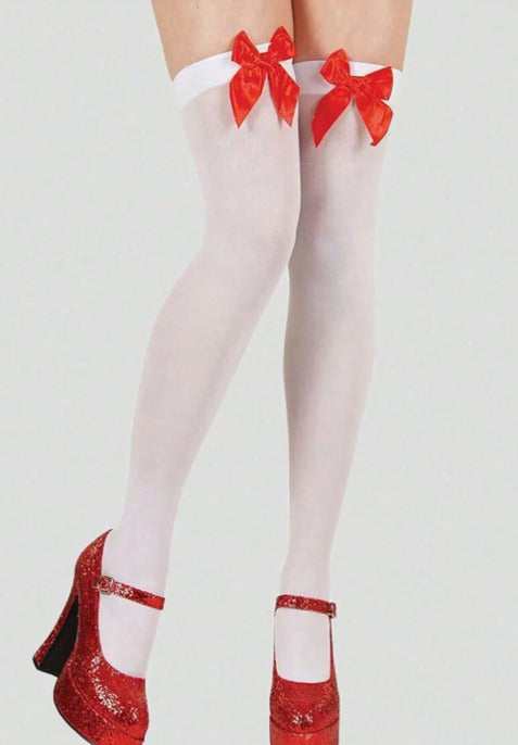 Medias blanca con lazo rojo (unitalla)