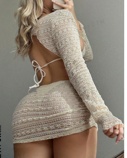 Bikini crema (4 piezas) (Talla L)