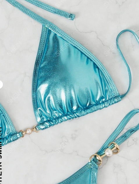 Bikini celeste tipo hilo (Talla L)