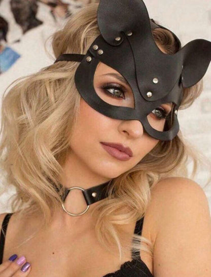 Máscara de zorro sexy de piel sintética