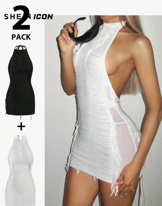 Vestido blanco y negro (Talla M)