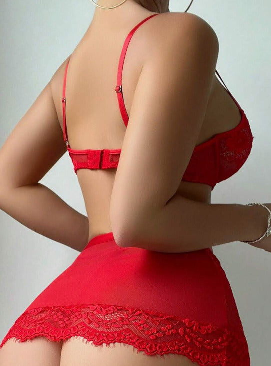 Lencería roja (5 piezas) (Talla S L XL)