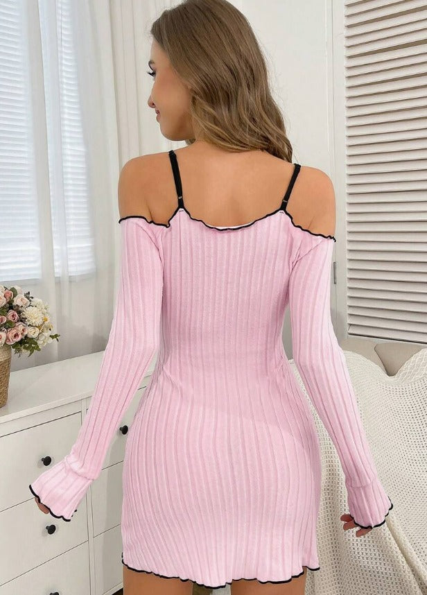 Lencería rosada bata (Talla S M L XL)