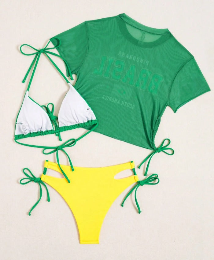 Bikini brasil tipo tanga (3 piezas) (Talla L XL)