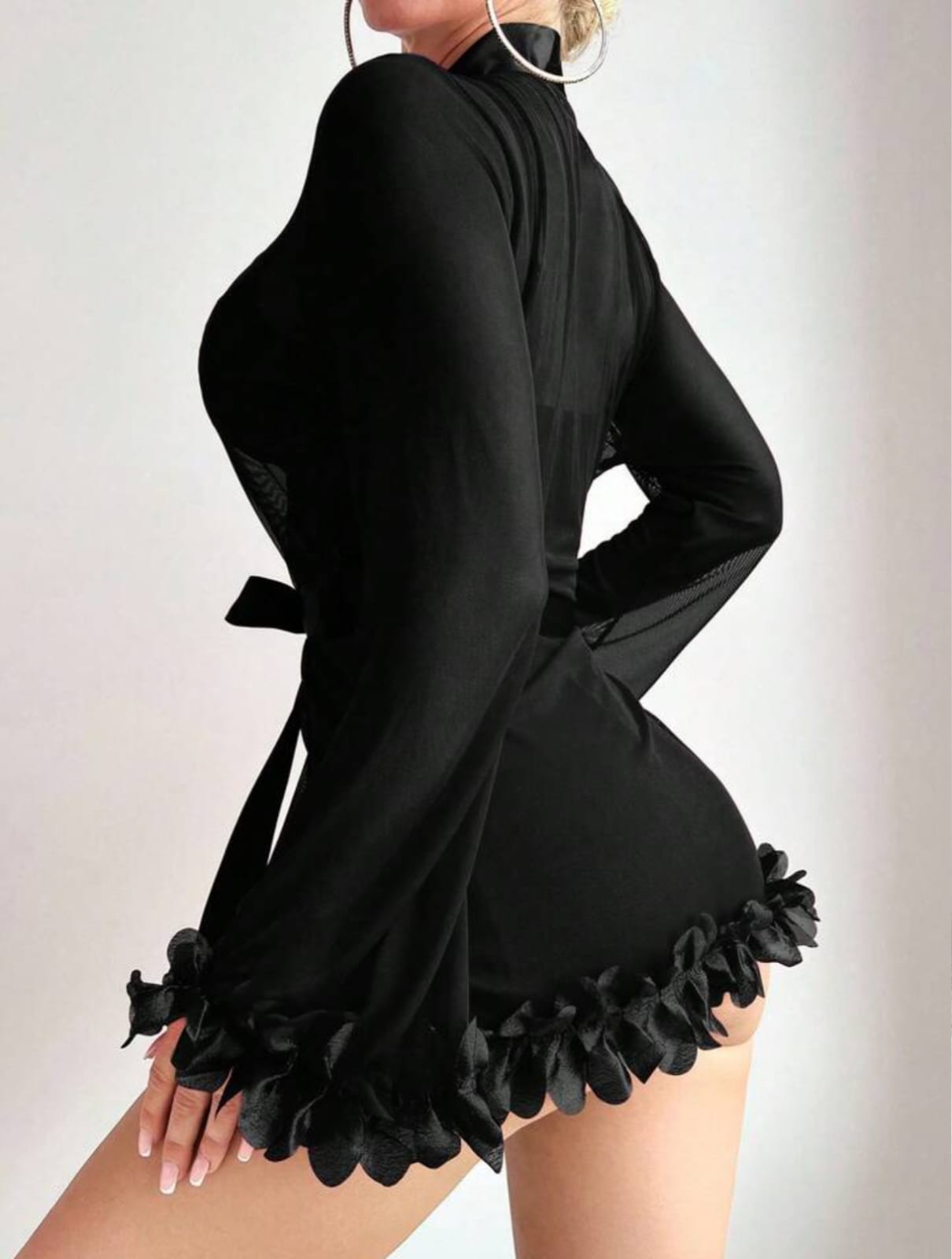 Lencería negra con bata (Talla M L XL)